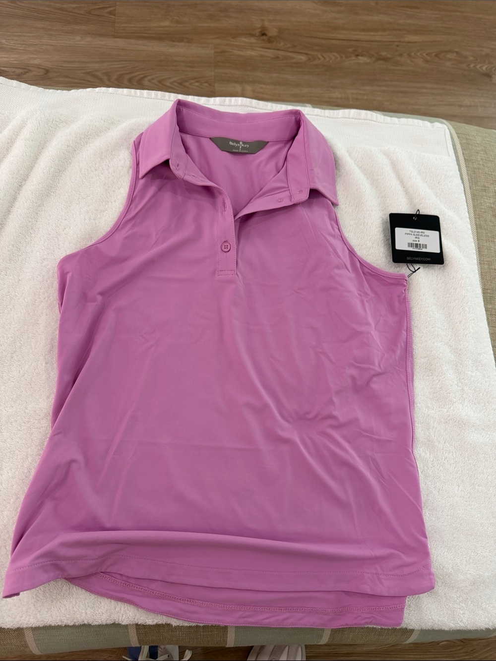 Belyn Key Sleeveless Polo Tank Top - Lilac Pink